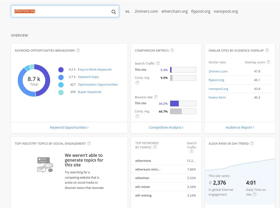 Ethermine platform interface showing mining statistics