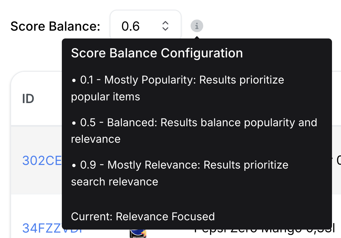 Global Rank Weighting Configuration Interface