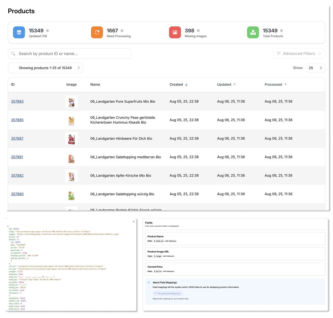 Product Catalog Management Interface